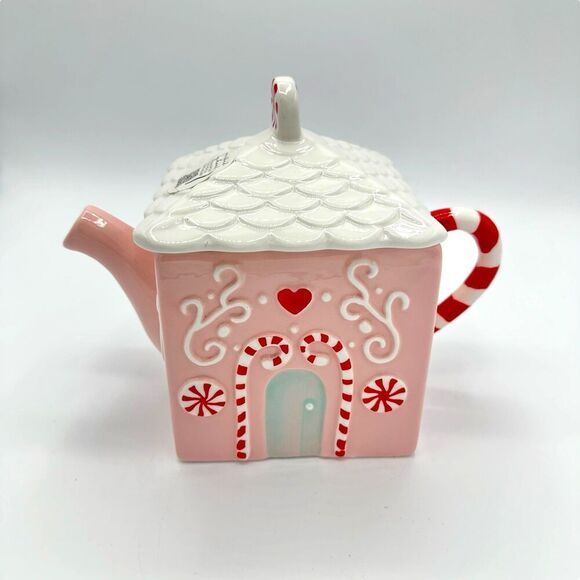 Other - LANG Christmas Pastel Pink Gingerbread Peppermint Teapot Coffee Pot